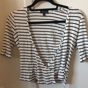 Topshop stripe wrap top